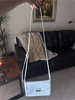 Vera Bradley White Leather Crossbody Bag with Gold Hardware